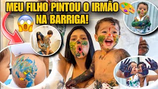 MEU FILHO CONHECENDO “ TINTA “ PELA PRIMEIRA VEZ!!! *OLHA A REAÇÃO DELE* 😱🎨🥹