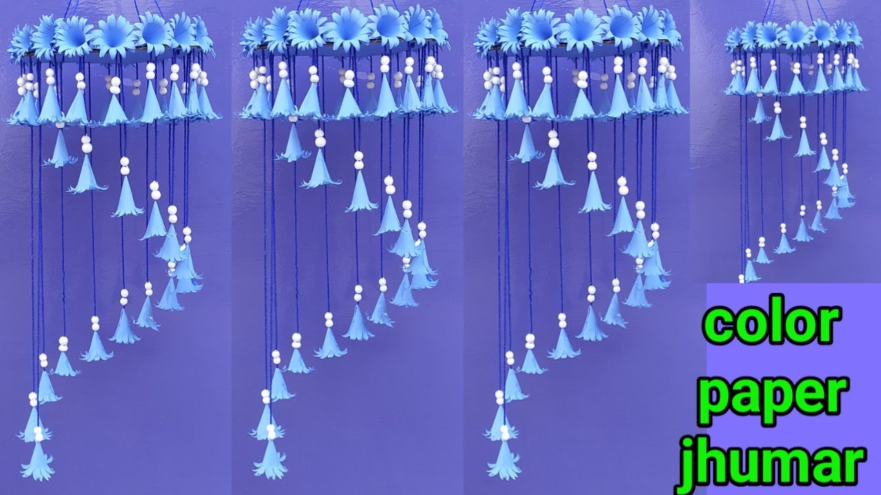 DIY Paper Jhumar Banane Ka Tarika / Paper Flower Wall Hanging Color