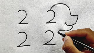 How To Draw A Cute Puppy Dog From Number 2222 Easily | Drawing Pictures | Cute Drawing Ideas