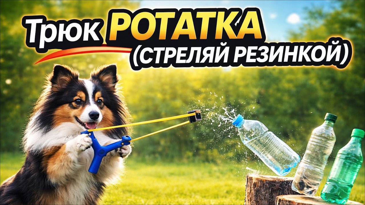 Как научить собаку стрелять из рогатки? | Трюк РОГАТКА или СТРЕЛЯЙ