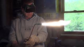 Heating 1/2' Steel for Bending with Oxy/Acetylene Rosebud Tip