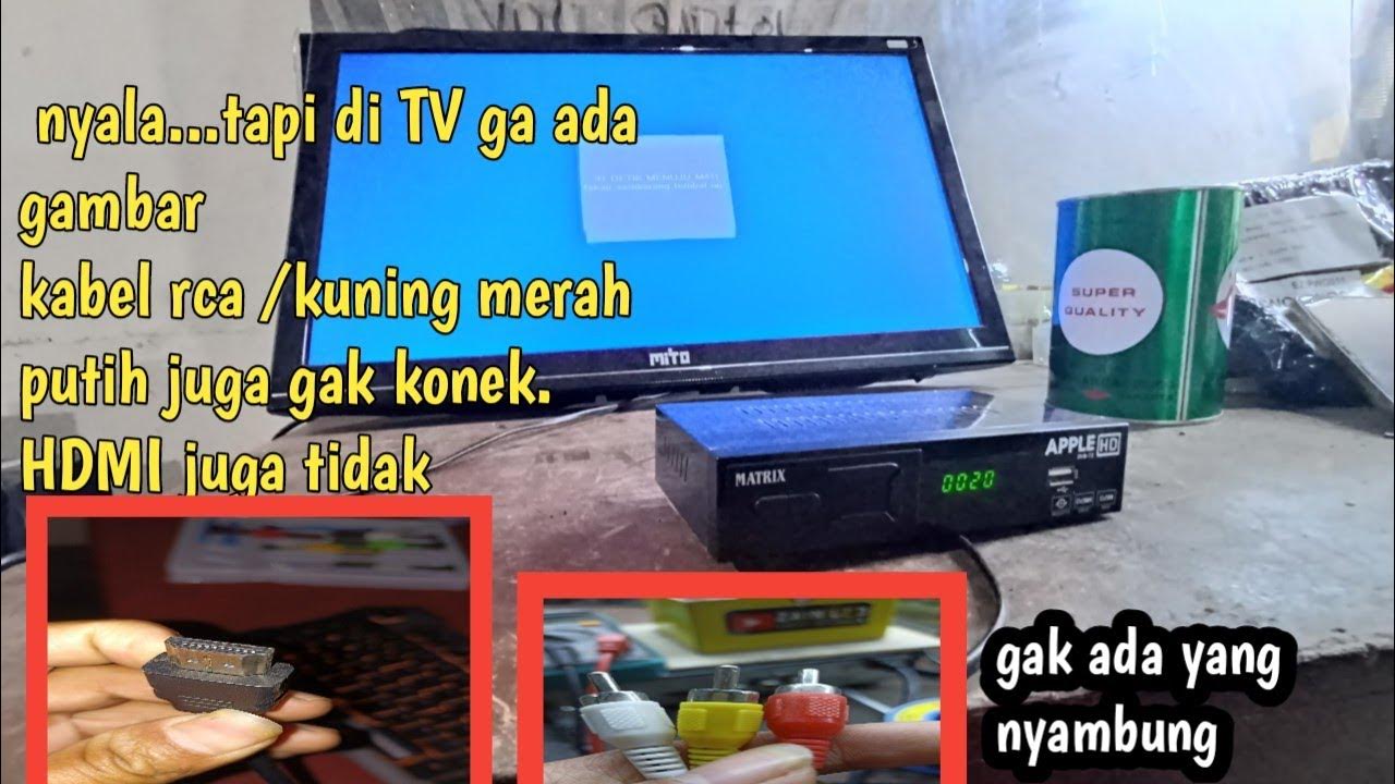 stb dvbt2 rusak nyala tapi di tv gak tampil apa apa pake hdmi juga gak