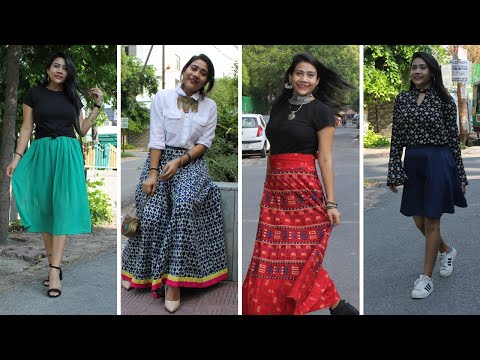 स्कर्ट (SKIRTS) कैसे पहने - HOW TO STYLE SKIRTS FROM ETHNIC TO WESTERN :)