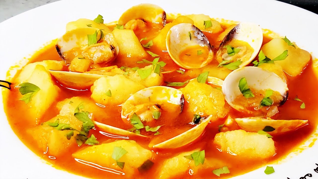 COMIDA CASERA LISTA EN MINUTOS, PATATAS CON ALMEJAS 😋