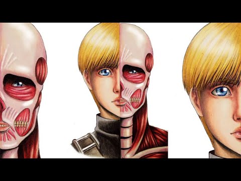 wallpapers Titan Colosal Cara dibujando a armin arlert y al titan colosal 2 from attack on titan shingeki no kyojin