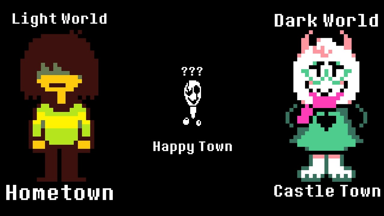 The Happy Town leitmotif appears in both the Light and Dark Worlds