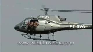 Film Stuntmen Jump Off Helicopter And Disappear In Lake In Karnataka India