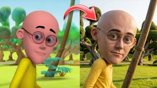 Motu Patlu All character Cartoon Life vs Real life image 