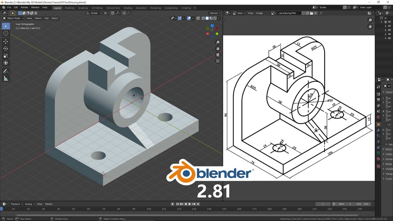 Tutorial: How to Model a 3D-Printable Part on a Technical in Blender 2.81 - YouTube