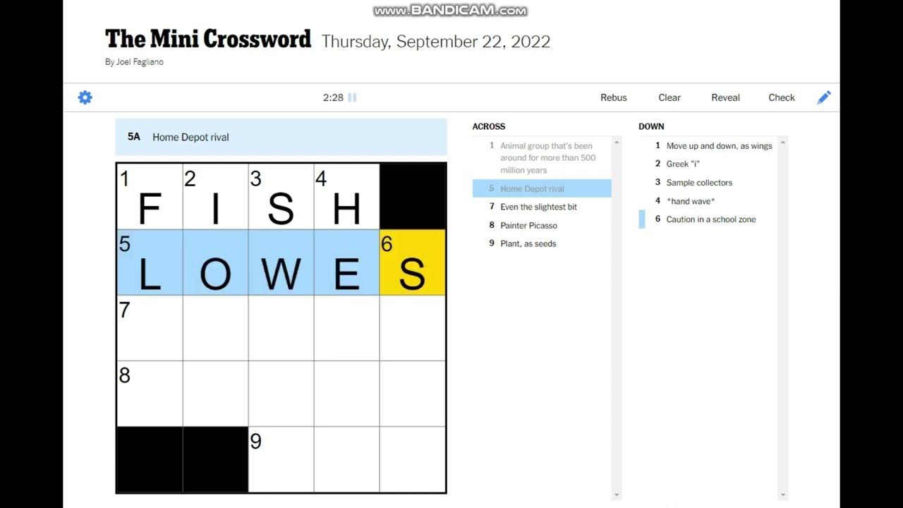 NYT Mini Crossword September 22 2022 Answers YouTube