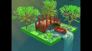 weekly blender renders, office scene and floating island