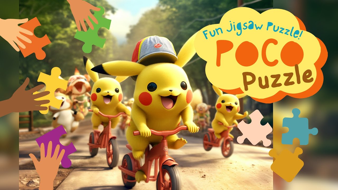 Pikachu and Friends Riding Bikes | Fun Jigsaw Puzzle (42 pcs) | Videos ...
