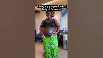Lifting my pregnant wife’s belly at 8 months… #shorts
