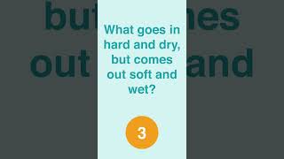 What goes in hard and dry, but comes out soft and wet? | #riddles #comedy #jokes  #quiz screenshot 3