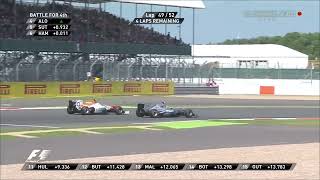 Lewis Hamilton overtake on Adrian Sutil British GP 2013