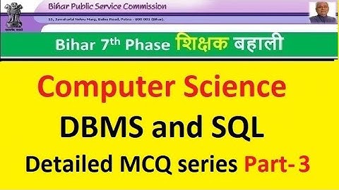 DBMS and SQL Detailed MCQ practice series Part-3 | BPSC TRE PGT Paper-2 | STET Computer Science