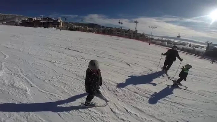 Lift and ski down hill with Eliot Elise and Jude -...