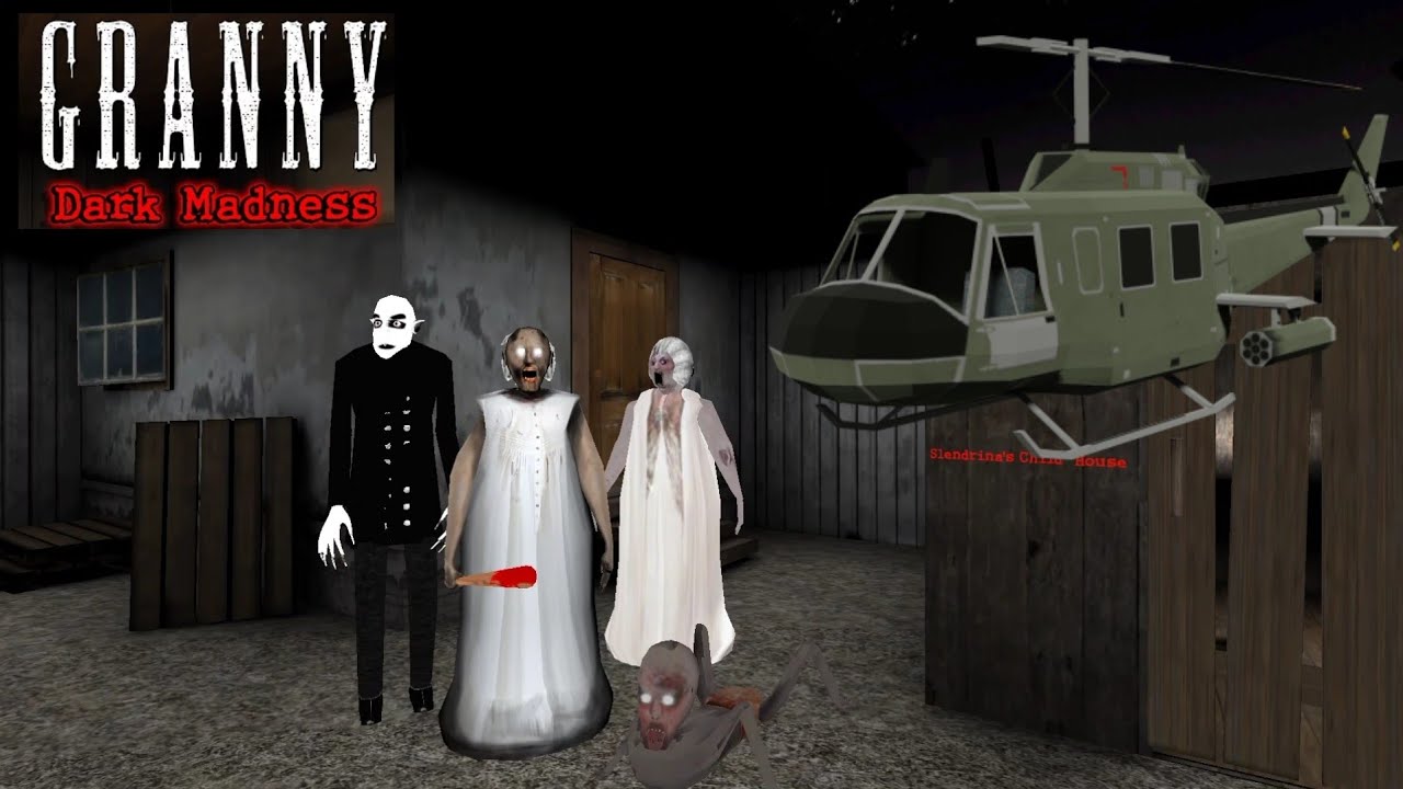 Granny 1 Dark Madness Helicopter Escape With Nosferatu & Slendrina Baby Full Gameplay