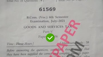 Mdu BCom 6th Sem GST Question Paper 2021
