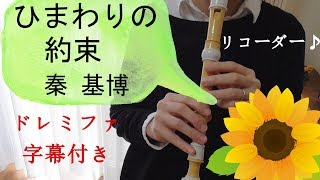 ひまわりの約束・秦基博【リコーダーで吹いてみた】ドレミファ字幕付き