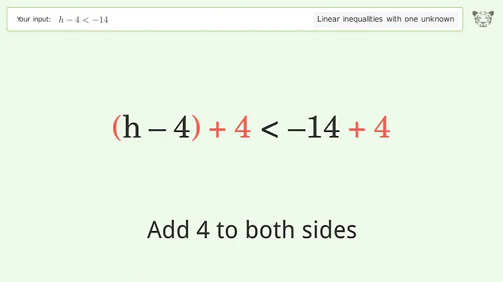 Solving Linear Inequalities: h-4 is Smaller Than -14
