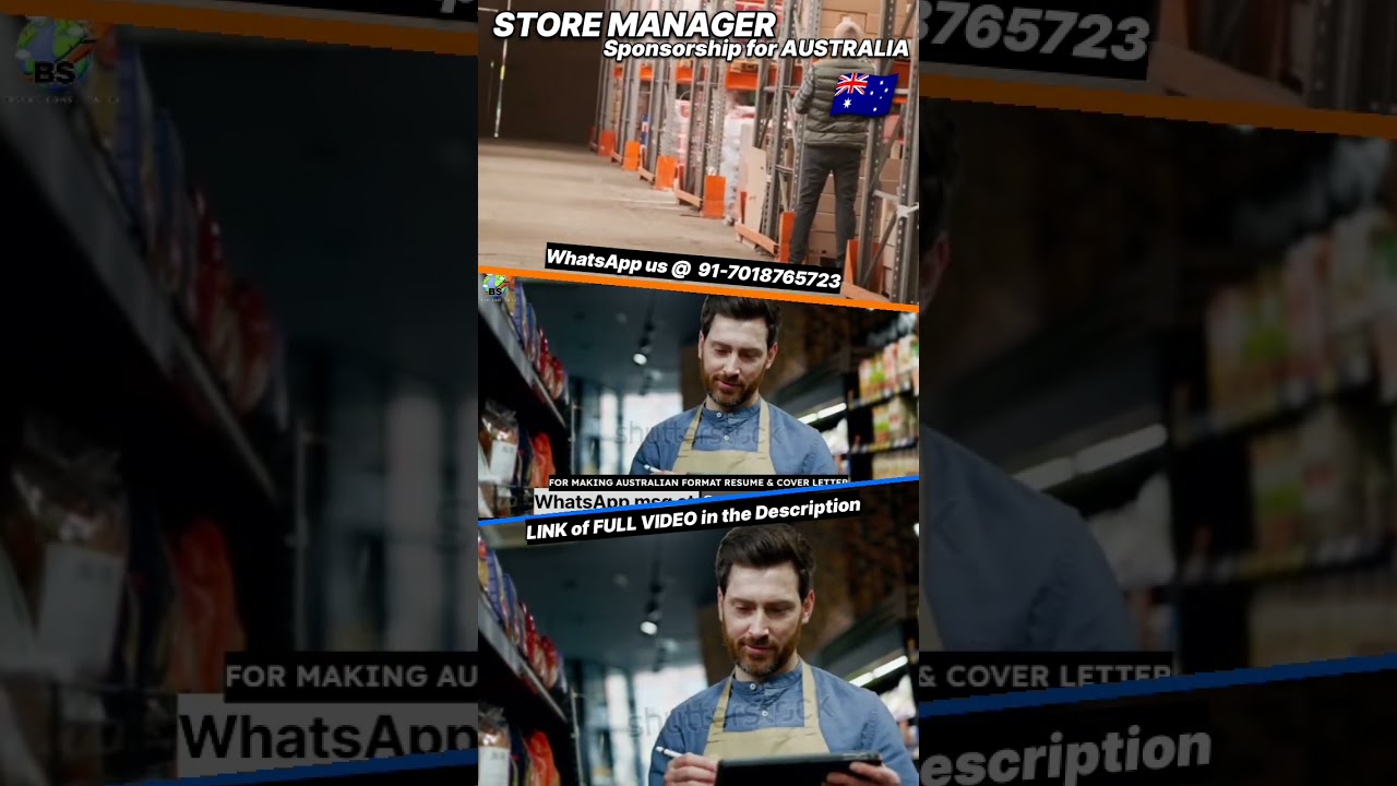 WAREHOUSE MANAGER / SUPERVISOR SPONSORSHIP Australia. 