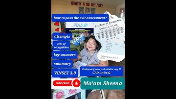 EXIT ASSESSMENT CORRECT ANSWERS || Key Answers || Cert of Recognition VINSET 3.0 | Summary of Topics
