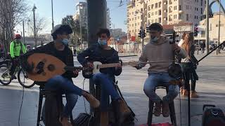 Video thumbnail of "Amazing street group at Jerusalem market - playing Mark Eliyahu - Coming back & Endless"