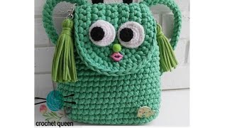 شنطه باك كروشيه  بخيط الكليم/ حقيبه ظهر اطفال ( للحضانه.. والمدرسه) جزء1/crochet backpack. #crochet