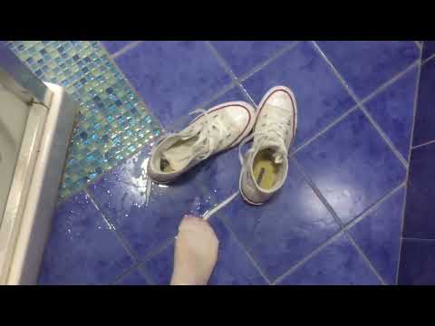 Wetlook - Anna fully clothed shower with Converse All Star