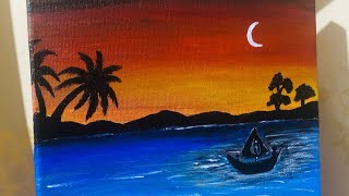 Sunset Painting on Canvas | Acrylic painting |