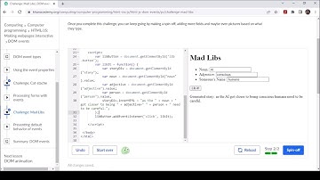 Challenge Mad Libs Khan Academy