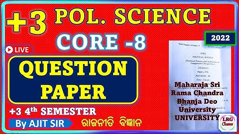 PLUS THREE 4th SEMESTER POLITICAL SCIENCE HONOURS QUESTION PAPER 2022 | CORE-8 #NOU