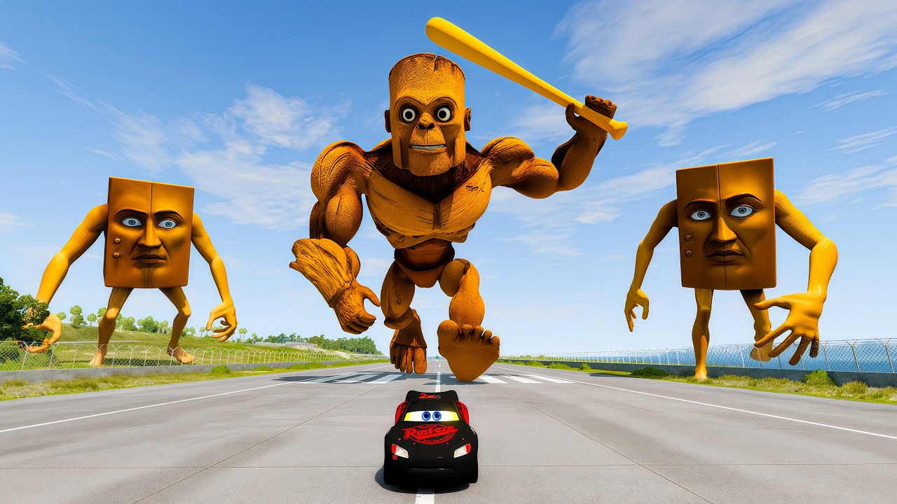 Epic escape from Lightning McQueen Spider Eater, Tung Tung Tung Sahur, Mack Eater BeamNG.Drive