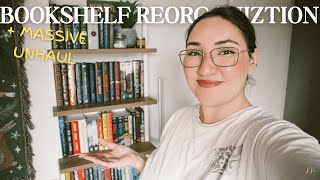 a slightly chaotic bookshelf reorganization video + massive book unhaul 📚🌱✨
