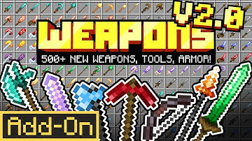 WEAPONS+ 2.0 ADDON: 500+ NEW Weapons, Tools & Armor added to Minecraft Bedrock
