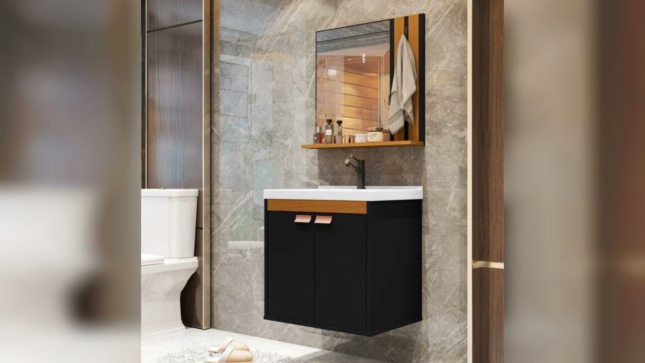 Review: Gabinete Kit Banheiro Completo Preto com Cuba e Espelho Luxo Pallas Preto