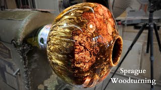 Woodturning  Copper and Hyper Shift Pigment Loves Mystery Burl