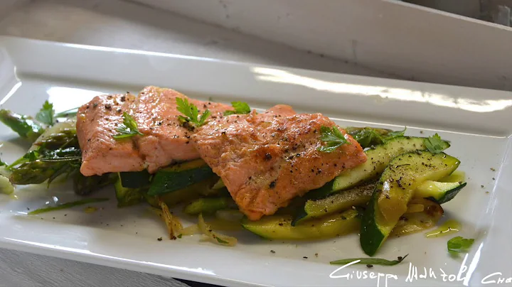Trout Pan Fried with Zucchini and asparagus - Giuseppen Manzoli