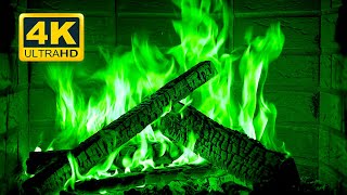 Halloween Fireplace 4K 12 Hours. Magic Fireplace With Green Flames. Fireplace Burning 4K