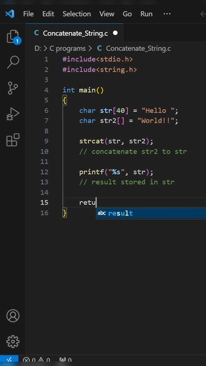 C Program to Concatenate Two String #shorts #coding - YouTube