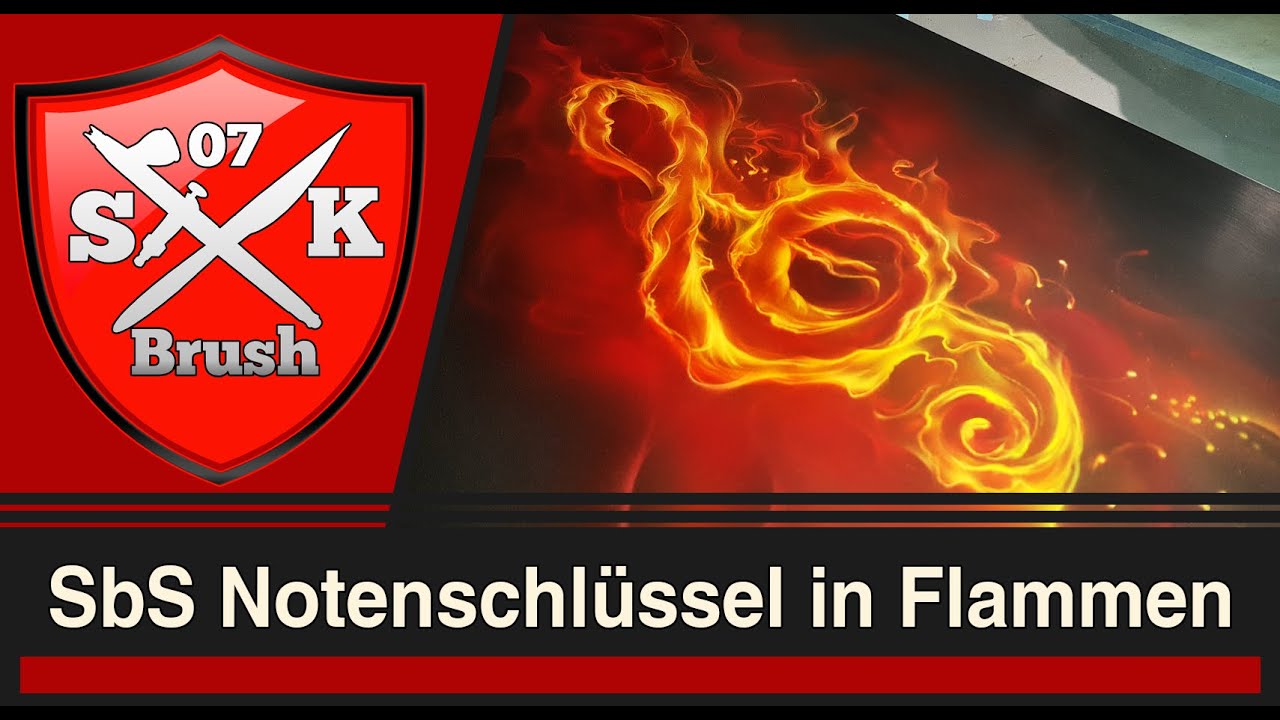 Step By Step Truefire Airbrush Notenschlussel In Flammen Tutorial Slideshow Und Live Youtube