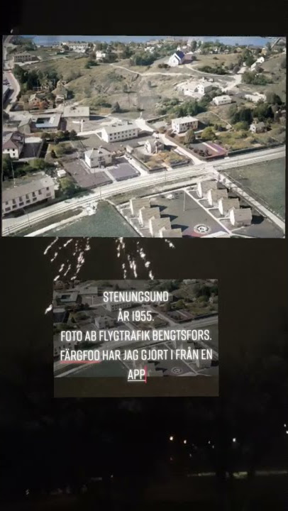 Stenungsund  år 1955.   foto AB Flygtrafik Bengtsfors.Färgfoo har jag gjort i från en app