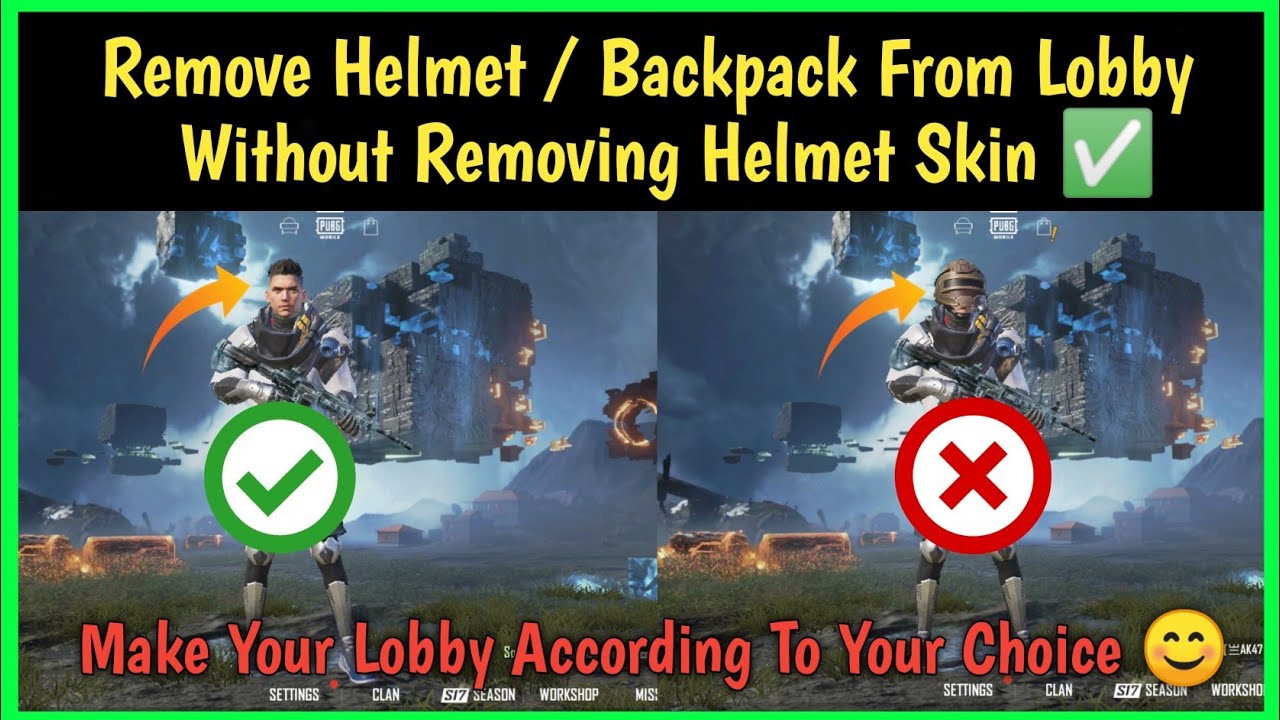 How To Remove Helmet / Backpack From Lobby Without Removing Helmet / Backpack Skin | PUBG MOBILE