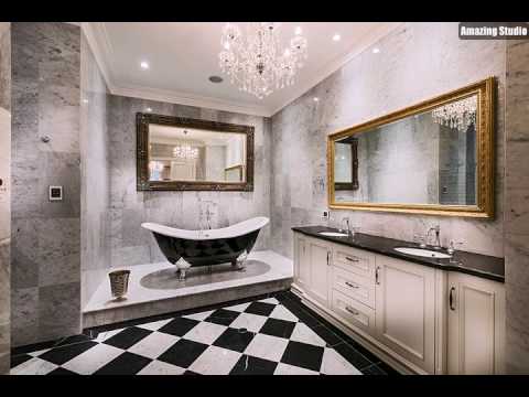 Luxuriöse badezimmer design in schwarz und weià mit einem hauch ...