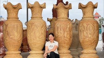 Báo giá 2 cặp lục bình gỗ cẩm vàng cao 2m dk 61-63 | Hàng nguyên mộc vân đẹp như vẽ …0338.528.529