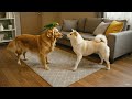 🐾 A Golden Retriever and a Jindo, Greeting each other! And parrot`s magic 💚