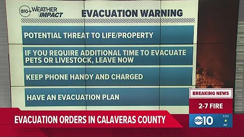 2-7 Fire in Calaveras County: Evacuation warning explained