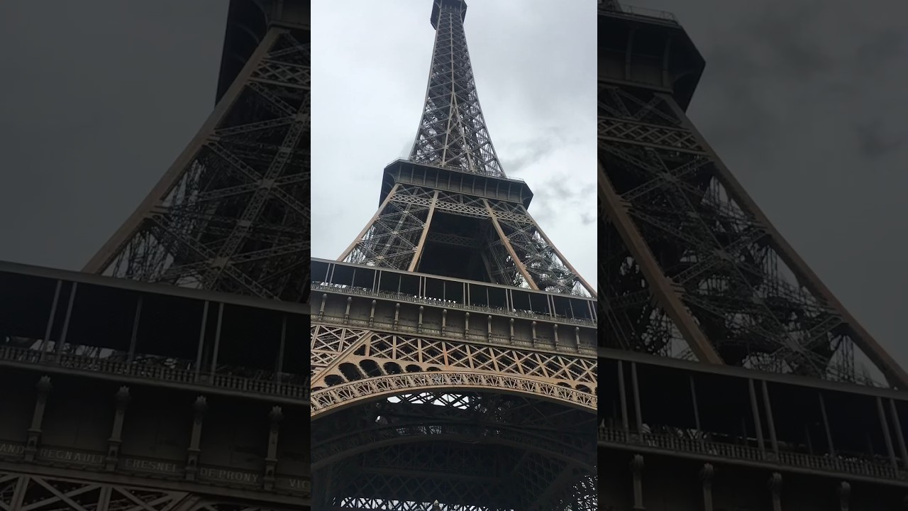 Close-up view of the majestic Eiffel Tower 