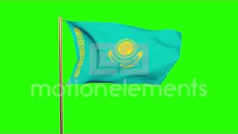 Kazakhstan Flag Waving In The Wind. Looping Sun Rises Style. Animation Loop. Gre Stock Animation